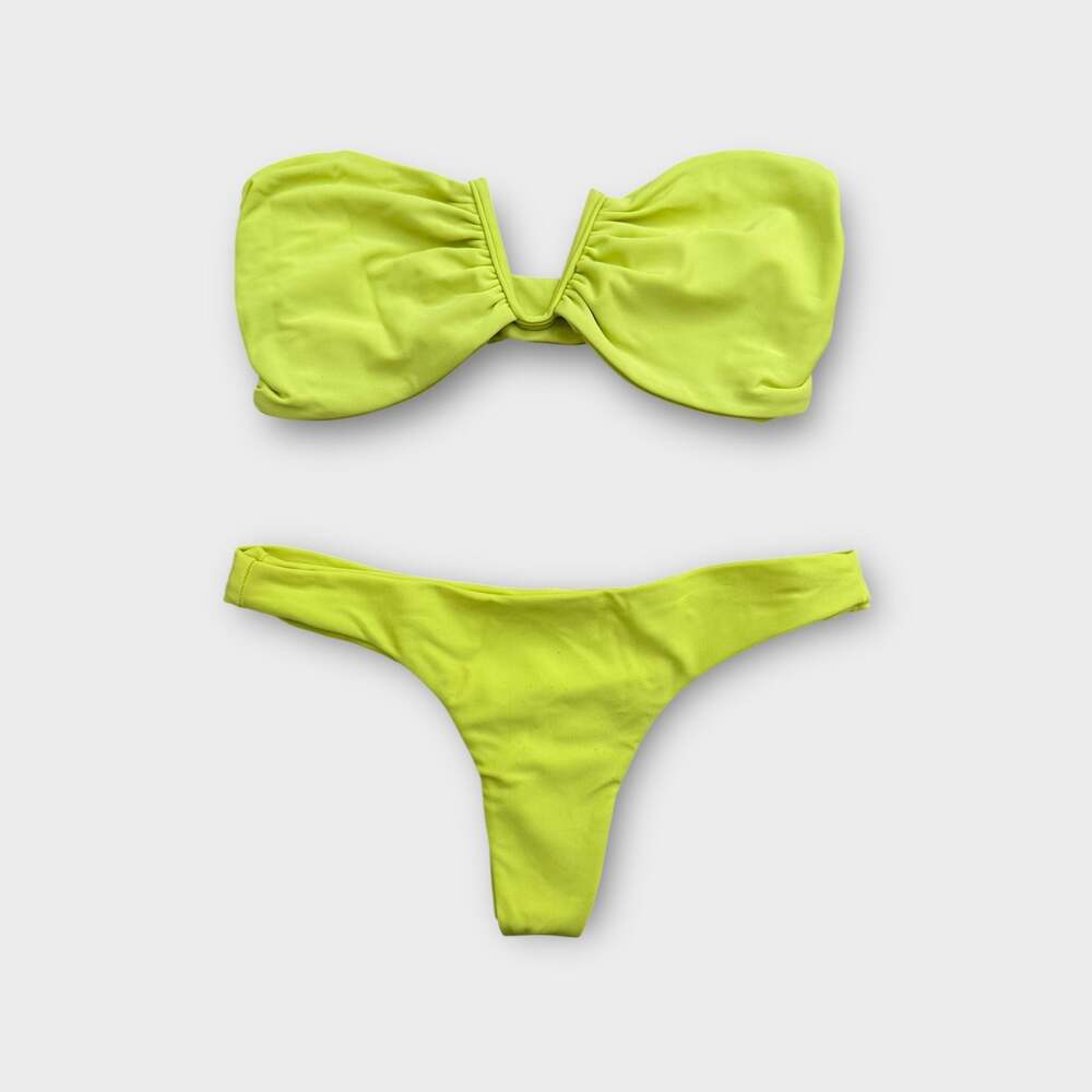 MIKOH Swimwear Neon Bandeau Bikini Set XS